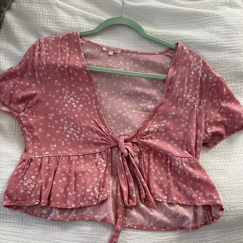 PacSun light pink floral tie top